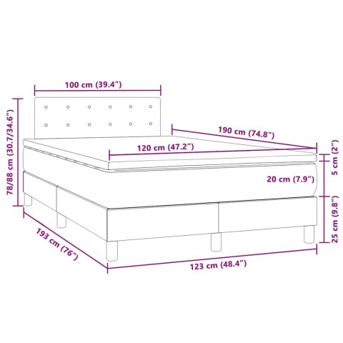Łóżko kontynentalne z materacem i LED, czarne, 120x190 cm