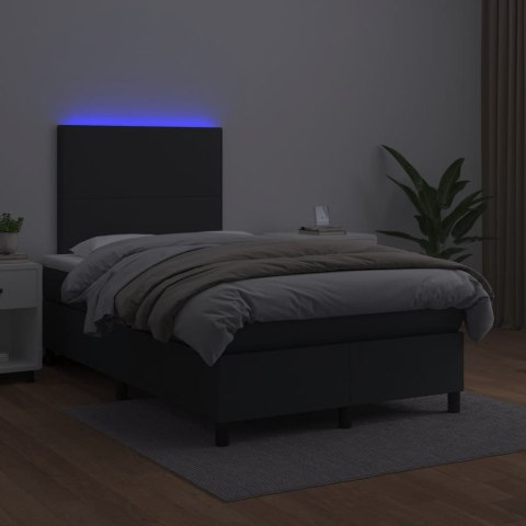 Łóżko kontynentalne z materacem i LED, czarne, 120x190 cm