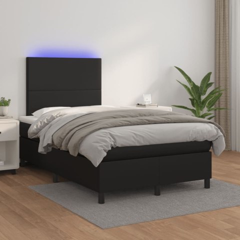 Łóżko kontynentalne z materacem i LED, czarne, 120x190 cm