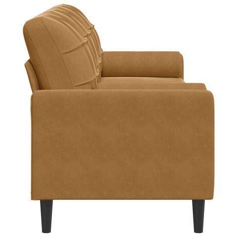3-osobowa sofa z poduszkami, brązowa, 210 cm, aksamit