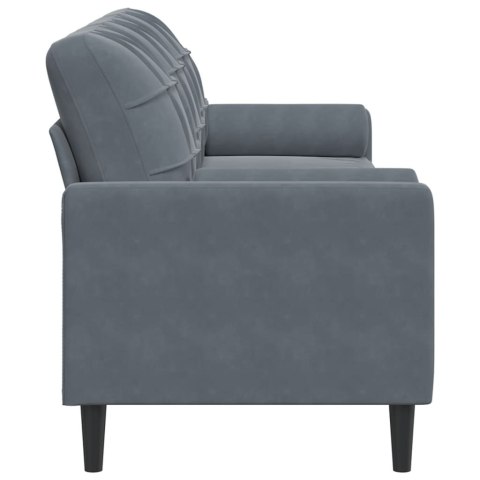 3-osobowa sofa z poduszkami, ciemnoszara, 210 cm, aksamit
