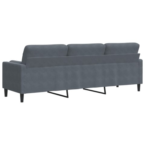3-osobowa sofa z poduszkami, ciemnoszara, 210 cm, aksamit