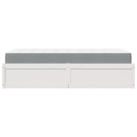 Łóżko z materacem, białe, 90x200 cm, lite drewno sosnowe