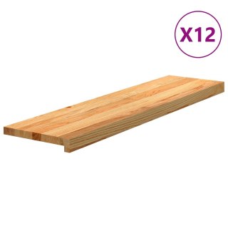 Stopnie schodowe, 12 szt. brązowe 100x30x2cm lite drewno dębowe