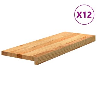 Stopnie schodowe, 12 szt. brązowe 70x30x2cm lite drewno dębowe
