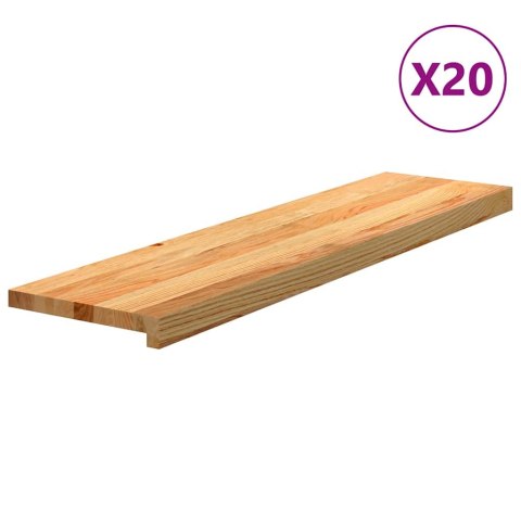 Stopnie schodowe, 20 szt. brązowe 100x30x2cm lite drewno dębowe