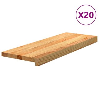 Stopnie schodowe, 20 szt. brązowe 70x25x2cm lite drewno dębowe