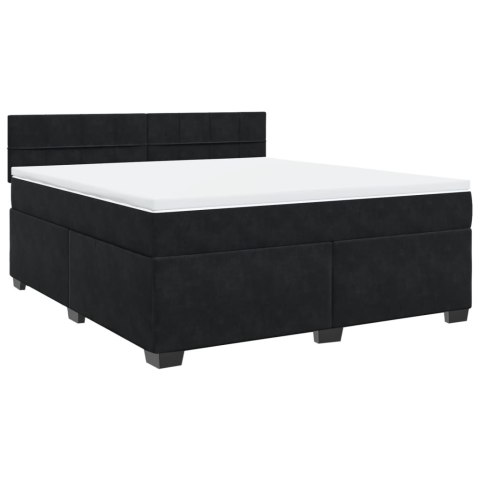 Łóżko kontynentalne z materacem, czarne, 180x200 cm, aksamit