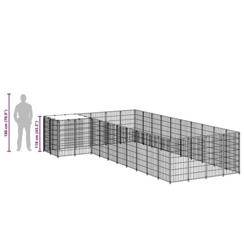 Kojec dla psa, czarny, 13,31 m², stalowy