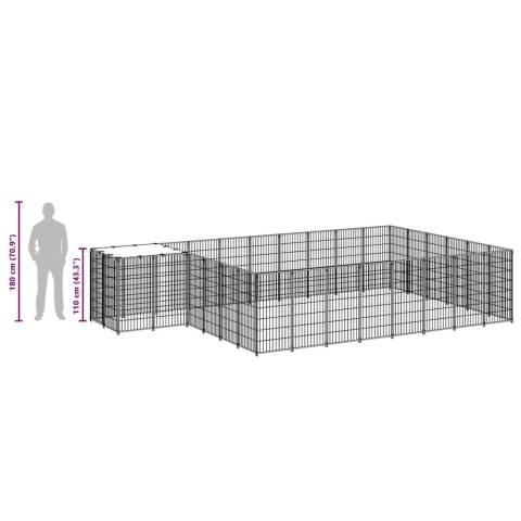Kojec dla psa, czarny, 15,73 m², stalowy