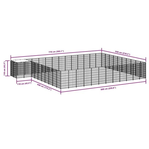 Kojec dla psa, czarny, 37,51 m², stalowy
