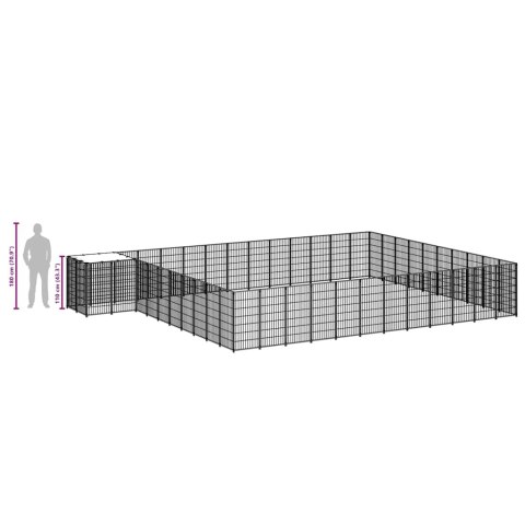 Kojec dla psa, srebrny, 37,51 m², stalowy