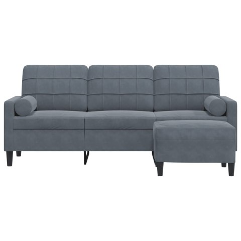 3-osobowa sofa z podnóżkiem, ciemnoszary, 180 cm, aksamit