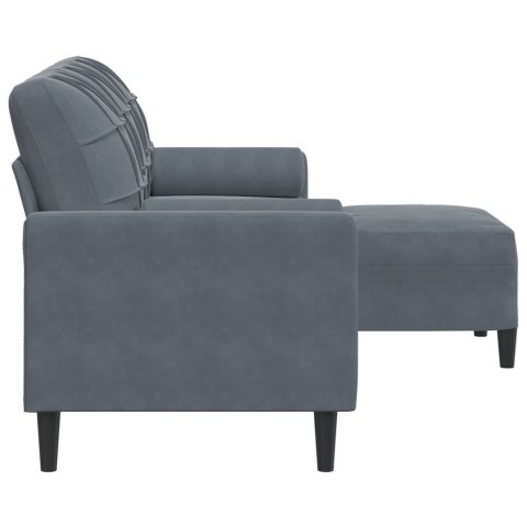 3-osobowa sofa z podnóżkiem, ciemnoszary, 180 cm, aksamit