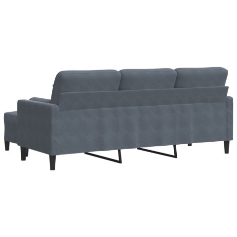 3-osobowa sofa z podnóżkiem, ciemnoszary, 180 cm, aksamit
