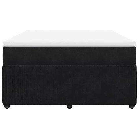 Łóżko kontynentalne z materacem, czarne, aksamit, 140x190 cm