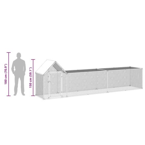 Woliera dla kur, 5 x 1 x 1,5 m, galwanizowana stal