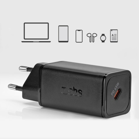 Ładowarka sieciowa GaN z Power Delivery 65W - czarna