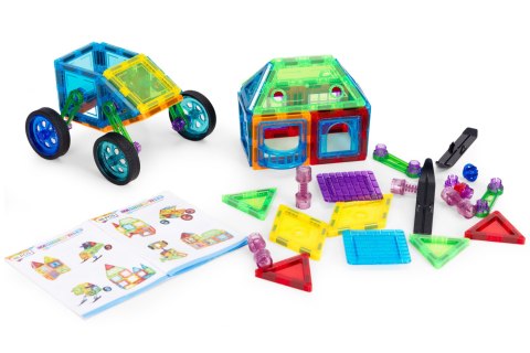 Klocki magnetyczne konstrukcyjne domek autko 48 elementów