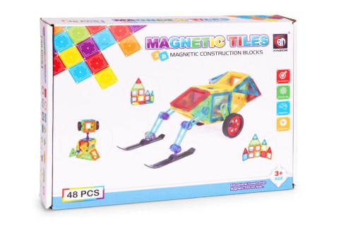 Klocki magnetyczne konstrukcyjne domek autko 48 elementów