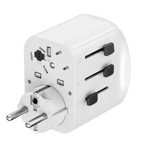 GEMBIRD UNIWERSALNY ADAPTER PODRÓŻNY Z UZIEMIENIEM 15 W, BIAŁY