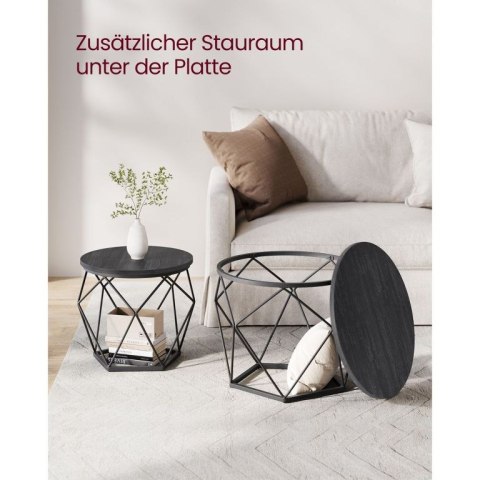 Zestaw 2 czarnych stolików kawowych geometrycznych do salonu