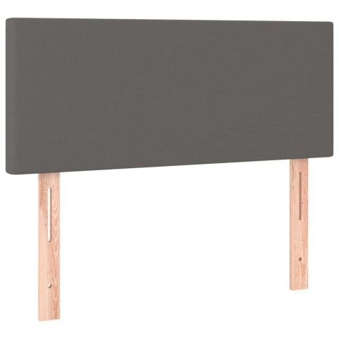 Łóżko kontynentalne z materacem i LED, szara ekoskóra 80x200 cm