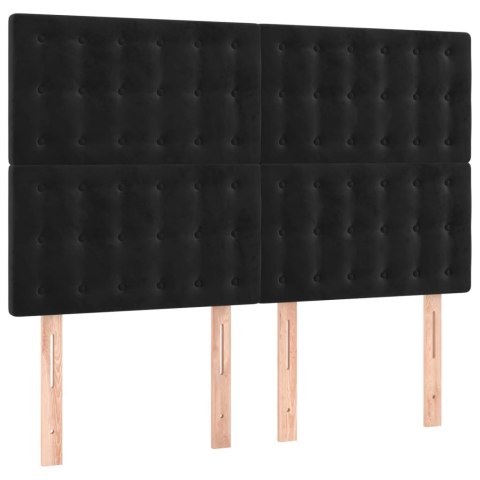 Łóżko kontynentalne z materacem i LED, czarny aksamit 140x190cm