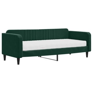 Sofa z materacem do spania, ciemnozielona, 90x200 cm, aksamit
