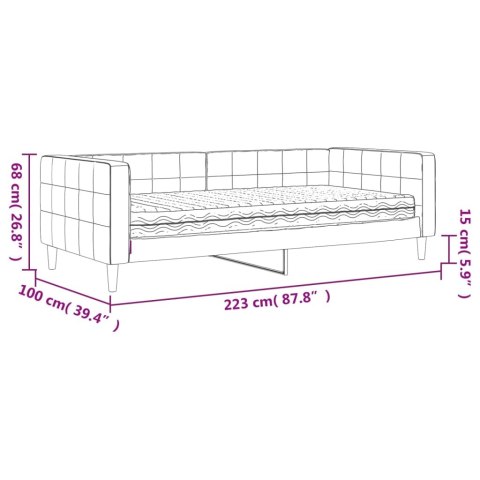 Sofa z materacem do spania, niebieska, 90x200 cm, aksamit