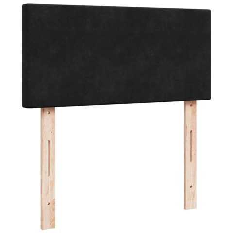 Łóżko kontynentalne z materacem, czarne, aksamit 90x190 cm