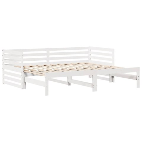 Łóżko dzienne z szufladami, białe, 90x200 cm, drewno sosnowe