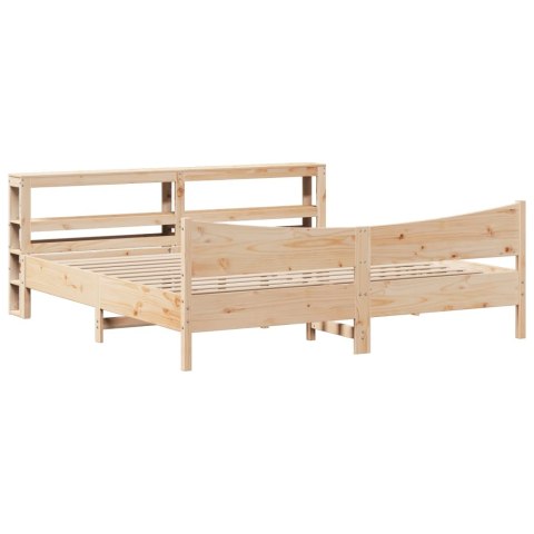 Rama łóżka z wezgłowiem, 200x200 cm, lite drewno sosnowe