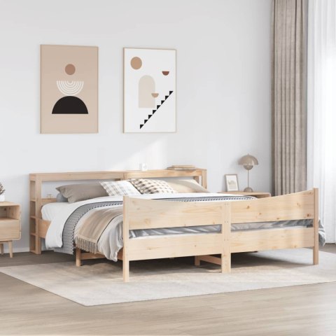 Rama łóżka z wezgłowiem, 200x200 cm, lite drewno sosnowe