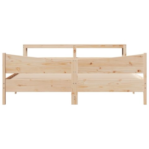 Rama łóżka z wezgłowiem, 200x200 cm, lite drewno sosnowe