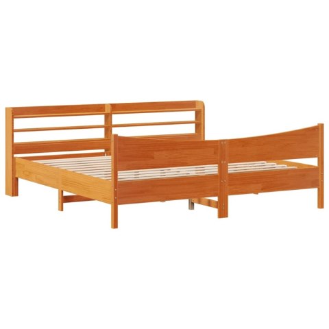 Rama łóżka z wezgłowiem, woskowy brąz, 180x200 cm, sosnowa