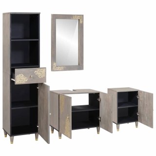 Zestaw Szafek Łazienkowych Z lustrem 4 pcs Szary Drewno z mango