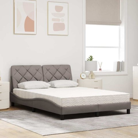 Łóżko z materacem, taupe, 120x200 cm, obite tkaniną