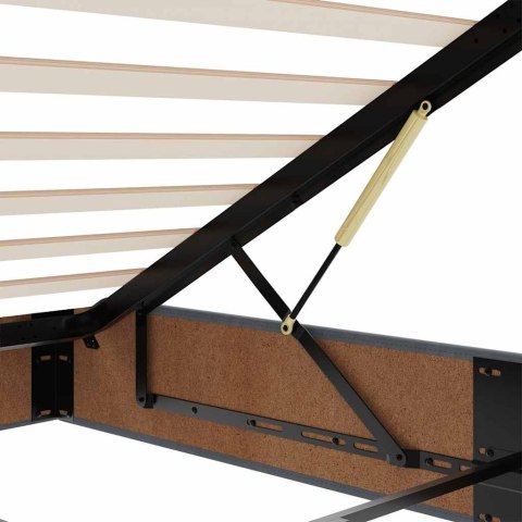 Rama łóżka otomana bez materacem, szara, 200x200 cm, aksamit