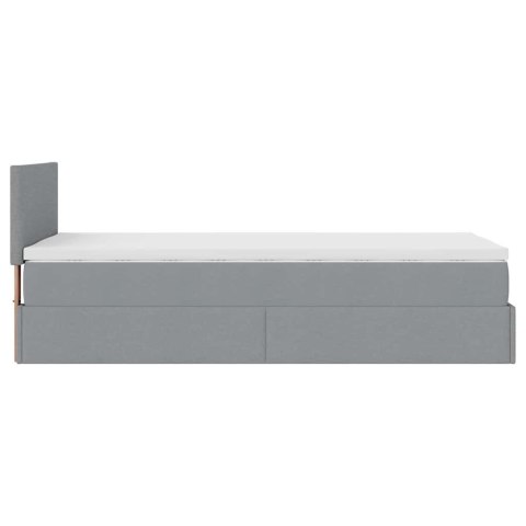 Łóżko Ottoman z materacem i LED, jasnoszary, 80x200cm, tkanina
