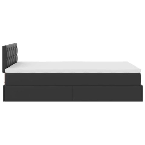 Łóżko otomana z materacami i LED, czarna, 120x190cm, ekoskóra