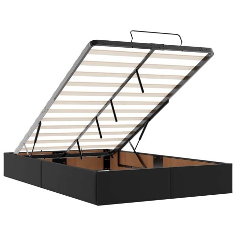 Łóżko otomana z materacami i LED, czarna, 120x190cm, ekoskóra