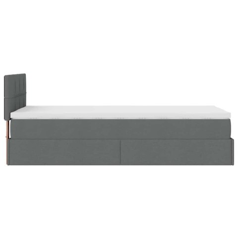 Łóżko Ottoman z materacem i LED, ciemnoszary, 80x200cm, tkanina