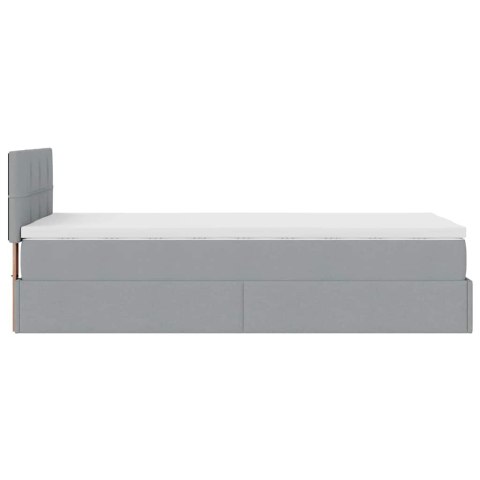 Łóżko Ottoman z materacem i LED, jasnoszary, 90x200 cm, tkanina