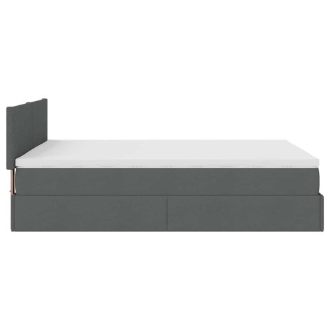 Łóżko Ottoman z materacem i diodami LED Ciemnoszary 140x190 cm