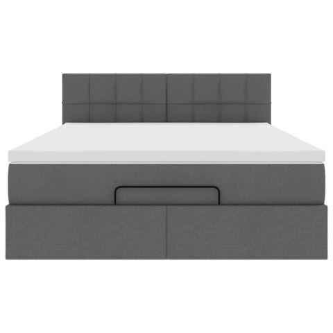Łóżko Ottoman z materacem i diodami LED Ciemnoszary 140x190 cm