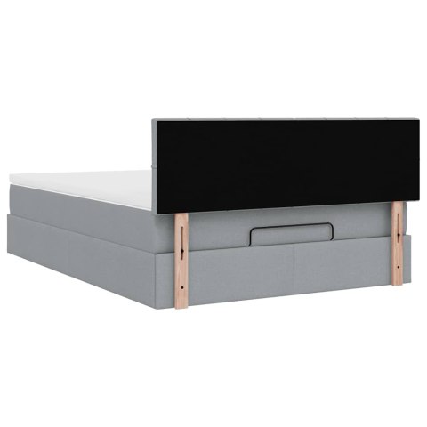 Łóżko Ottoman z materacem i diodami LED Jasnoszary 140x190 cm