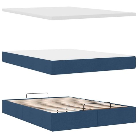 Łóżko Ottoman z materacem i diodami LED Niebieski 140x190 cm