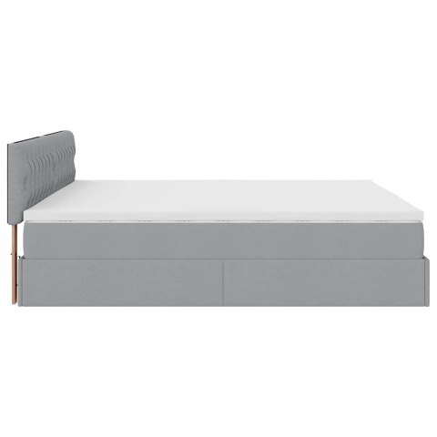 Łóżko Ottoman z materacem i LED, jasnoszary, 180x200cm, tkanina