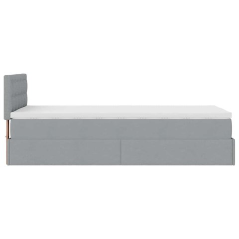 Łóżko Ottoman z materacem i LED, jasnoszary, 80x200cm, tkanina